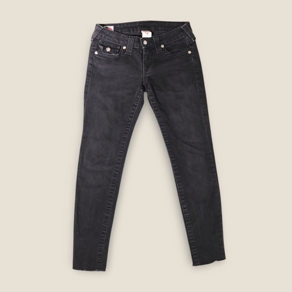 True Religion Casey Jeans Black Women’s 26 Low Rise Made in USA Skinny Denim Y2K - Picture 1 of 8